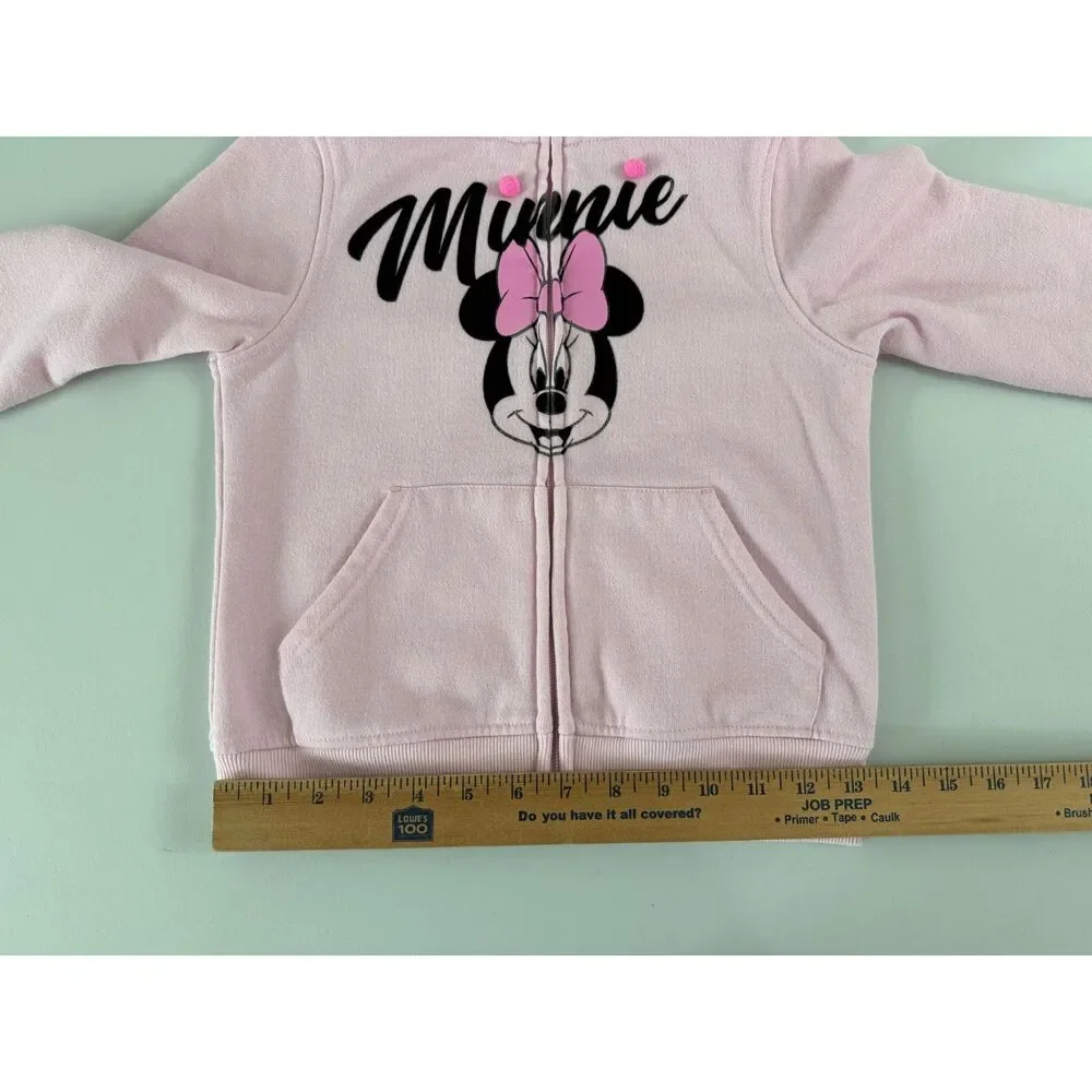 Disney Junior Girls Minnie Mouse Pink Zip Up Hoodie Size 7